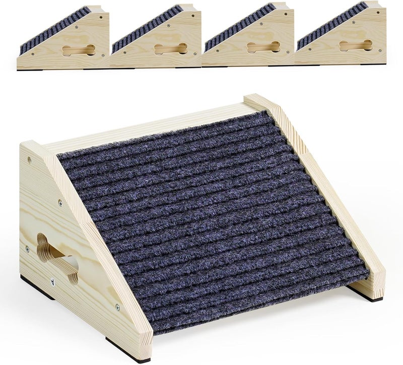 INRLKIT 4 Pack Wooden Dog Ramp for Stairs Suits for Small Medium Large Dogs Cats, Pet Steps for Staircase Ramp for Dogs Cats, Need Installation(Gray, S: 11.8 * 9.8 * 5.9 inches) - Image 1